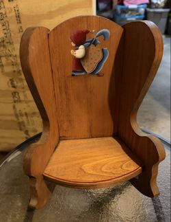 Vintage wooded, miniature, rocking chair with folk art design