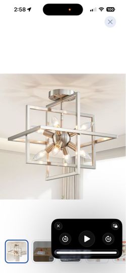 Modern Brushed Nickel Semi-Flush Ceiling Light