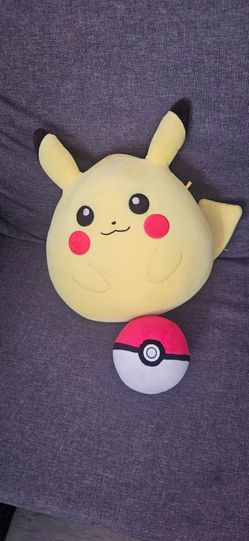Pikachu squishmallow  and pokeball plush
