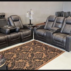 Gray Leather Power Reclining  Living Room Set 🤘 Living Room 👌 Best Quality 🤘 On Sale -in Stock 📣 Fast Delivery 🚚 