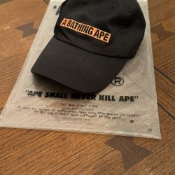 A Bathing Ape BAPE Black/Orange Cap 100% Authentic