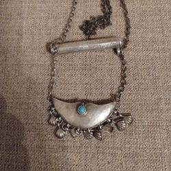 An Antique Silver And Turquoise One Of A Kind Pendant 