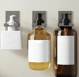 Agatige Shower Gel Bottle Rack Hook, Adjustable Self Adhesive Wall Mount Aluminum Bathroom Bottle