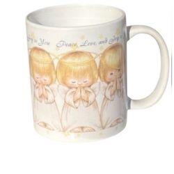 Vintage 1990s Hallmark Mug with Three Adorable Angels  ‘Peace Love and Joy to You’