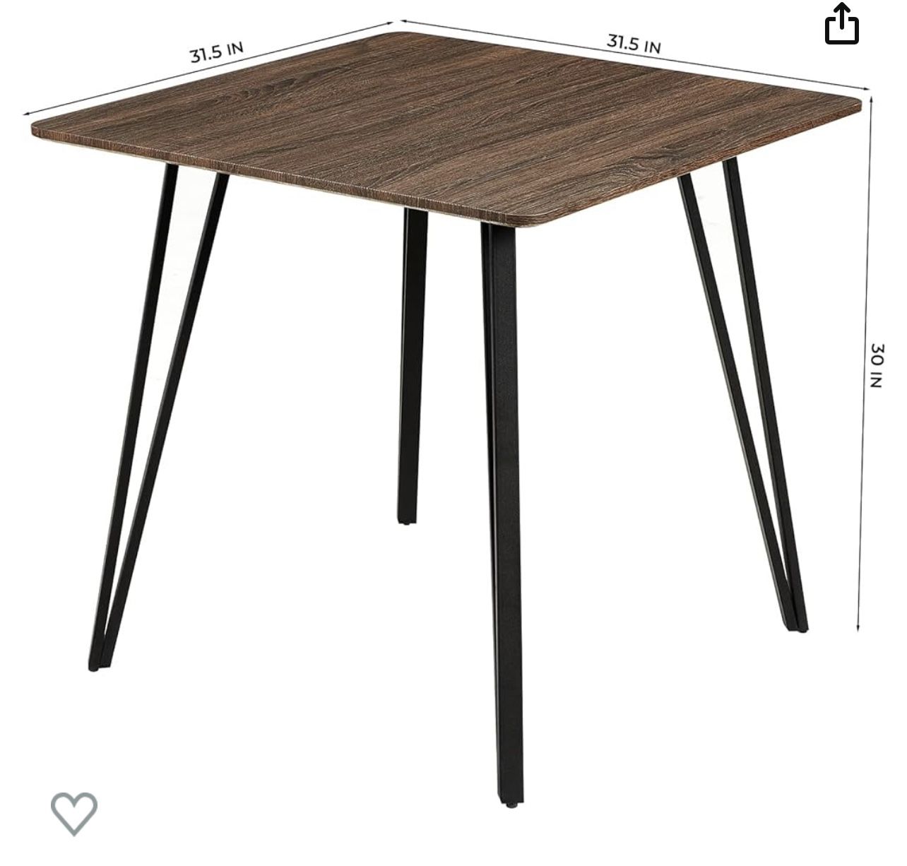 GreenForest 31.5’’ Dining Table Small Square Kitchen Room Table Modern Industrial Wooden Leisure Coffee Table with Solid Metal Legs for Living Room Co