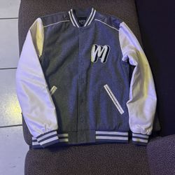 Grey Varsity Jacket ( Boohooman) Small