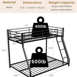 Twin Over Full  2 Level Bed 