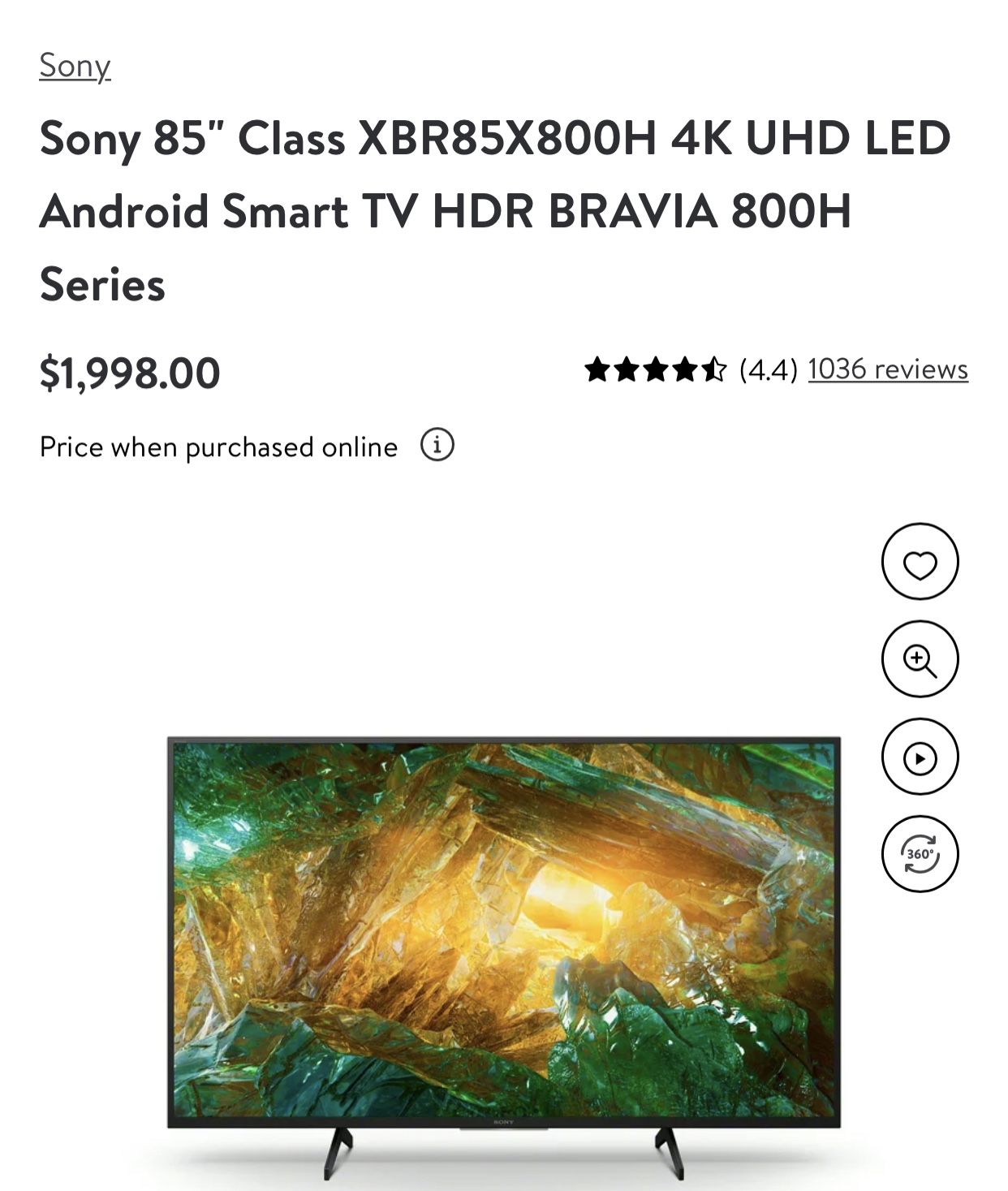 85” sony bravia XBR-85X800H TV