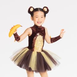 Brown and Gold Kids Bear or Monkey Costume with Tutu