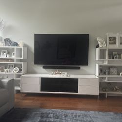 82 Inch White Media Cabinet And Bookcases