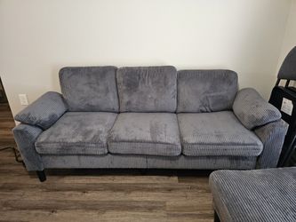 Convertible Gray Sectional Sofa Couch, 3 Seat L Shaped Sofa with Removable Pillows and Ottomon