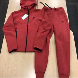New Nike Tech Fleece SET Hoodie Jacket Joggers Pants Sweats Red Men’s XS