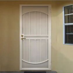 ☀️#4920 32 in. x 80 in. Universal/Reversible Arcada White Surface Mount Outswing Steel Security Dor