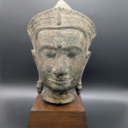 Vintage Cambodian Khmer Bronze Buddha Head