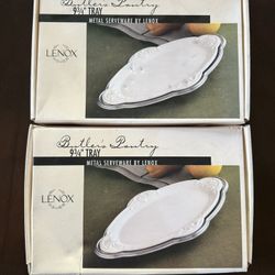 Lenox Butler’s Pantry 9¾” Metal Serving Trays – New in Box (Set of 2)