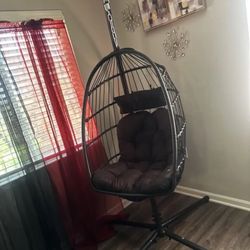 LEVELEVE Egg Chair with Stand - Heavy-Duty Rattan Wicker Hanging Swing Hammock Chair, Thickened Aluminum Alloy Steel Frame & UV-Resistant Cushion, 350