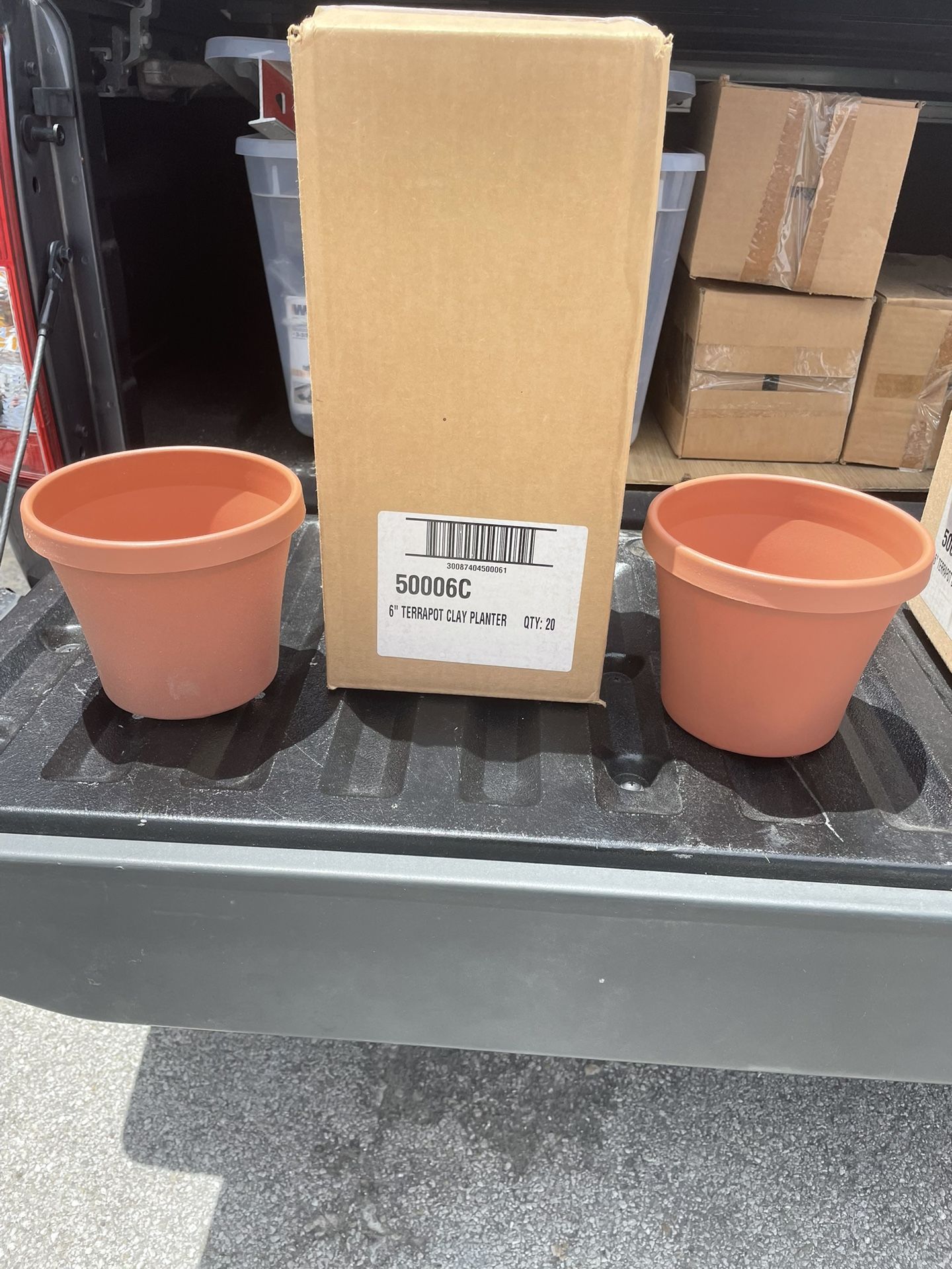 (20) Plastic Flower Pots - Terra-cotta color. 