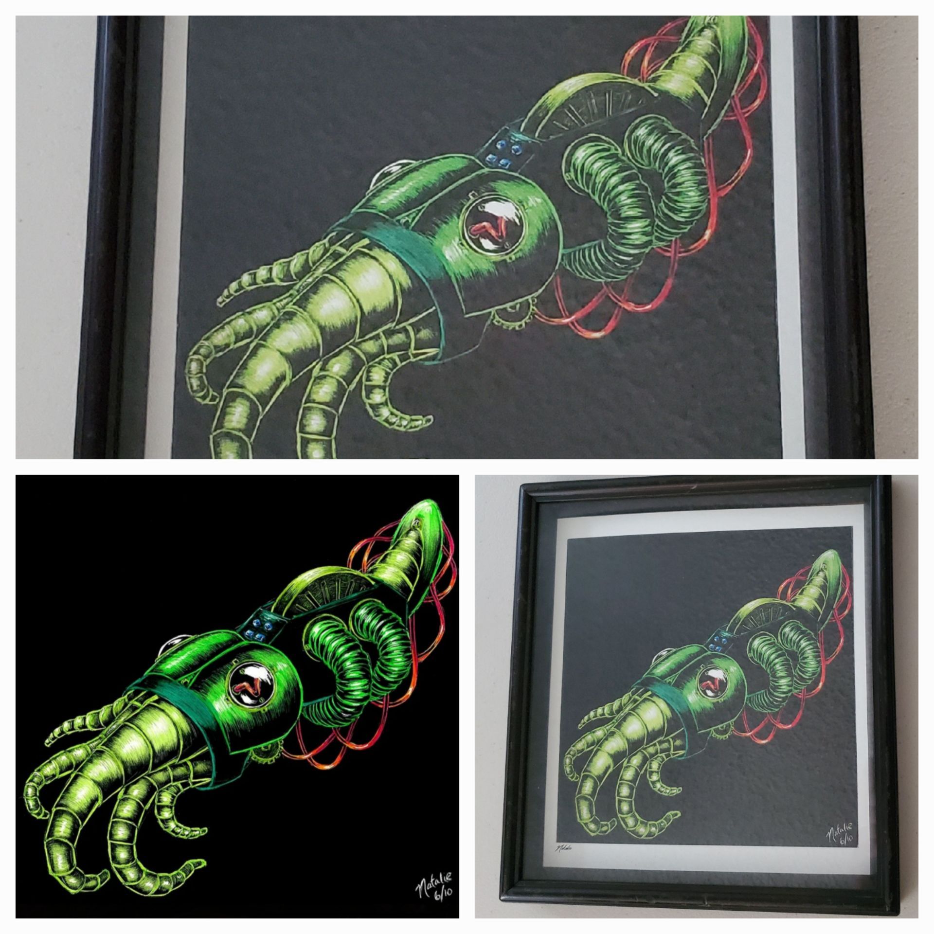 2015 "Cuttlefish" Robotic Aquatic Series - Natalie McKean - 10"x9.5" Framed Shadow Box (6/10 print)