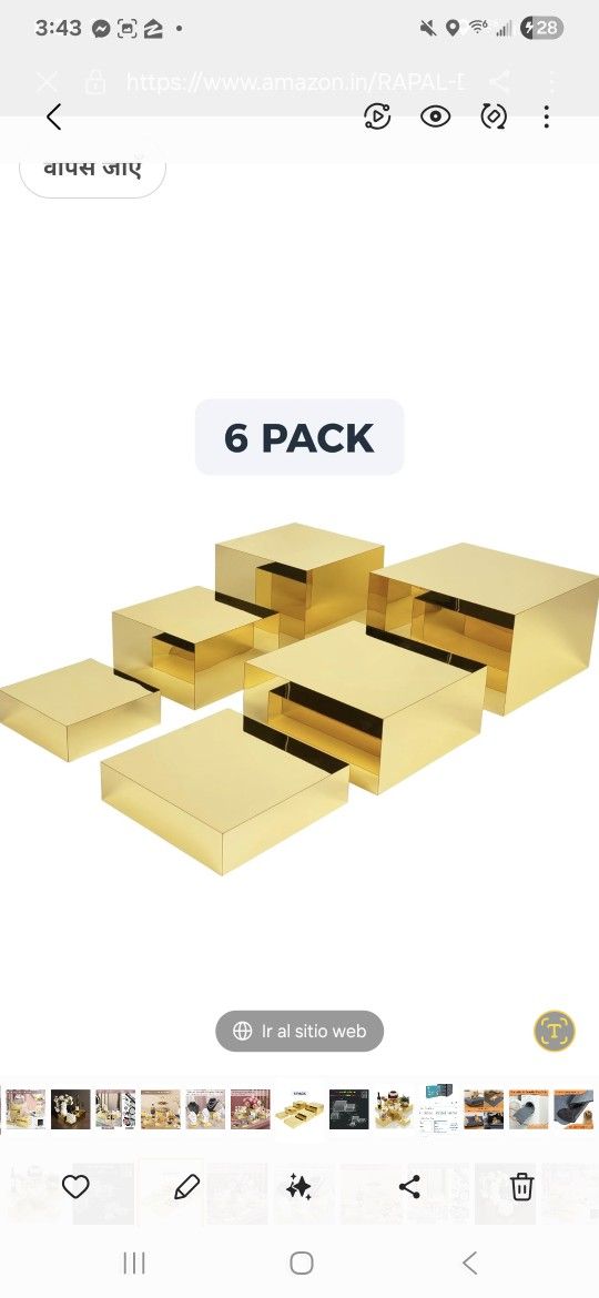 6Pcs Buffet Risers,Mirror Acrylic Food Risers for Buffet Table,Gold Food Display Risers for Party Buffet Risers and Stands Display Catering Dessert Je