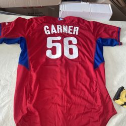 Game Used Daniel Garner Philadelphia Phillies Jersey MLB Milb Men 50 Red Bp