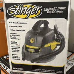 Stinger 2.5 Gallon 1.75 Peak HP Wet/Dry Shop Vacuum
