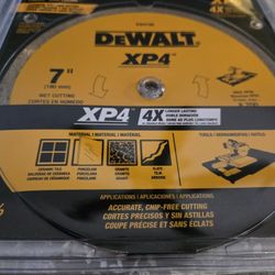 Dewalt 7-inch-Tooth Wet Continuous Diamond Tile Saw XP4 Blade, ideal for cutting ceramic tile, granite, porcelain, Etc...