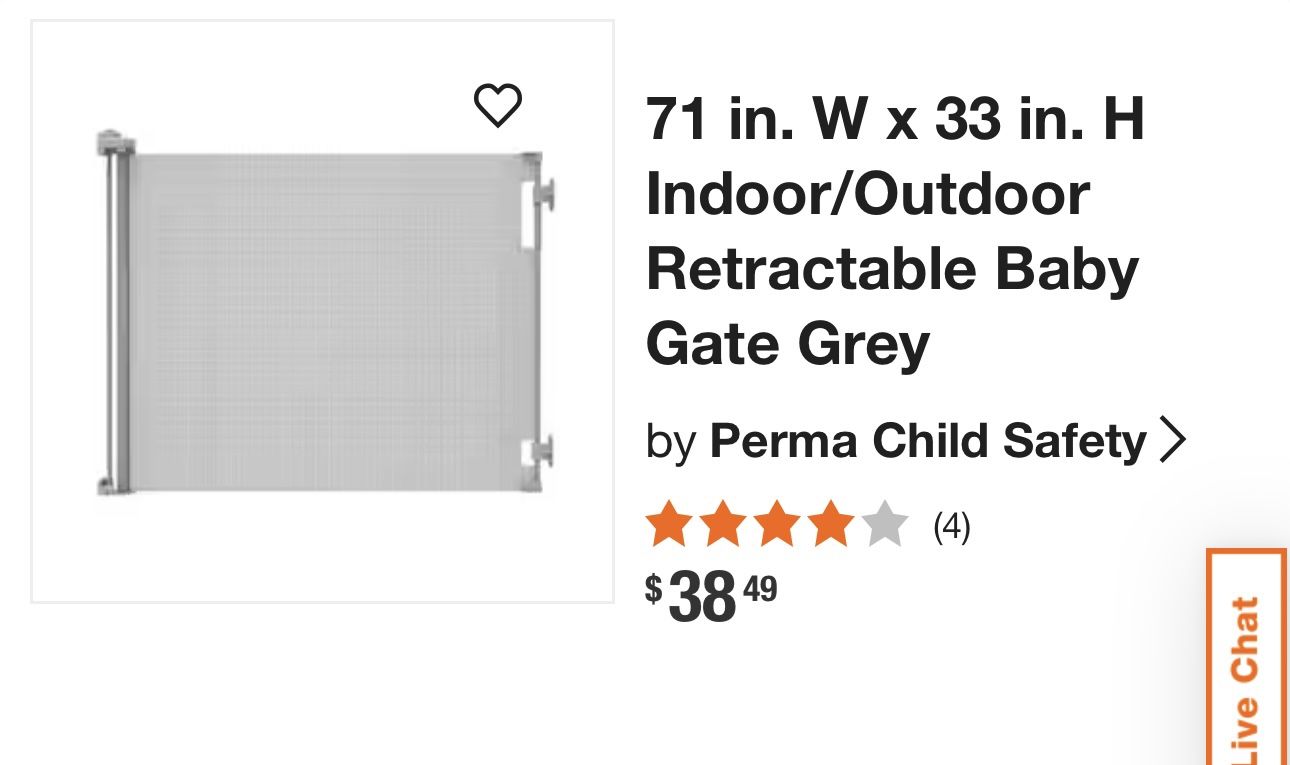 Retractable baby / Dog Gate (Grey) - 71” X 33”