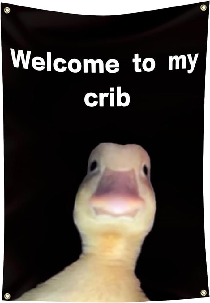Welcome to My Crib Flag 2x3 Feet Funny Flags for Room Durable Man Cave Wall Flag with Brass Grommets for College Dorm Room Decor,Outdoor,Parties