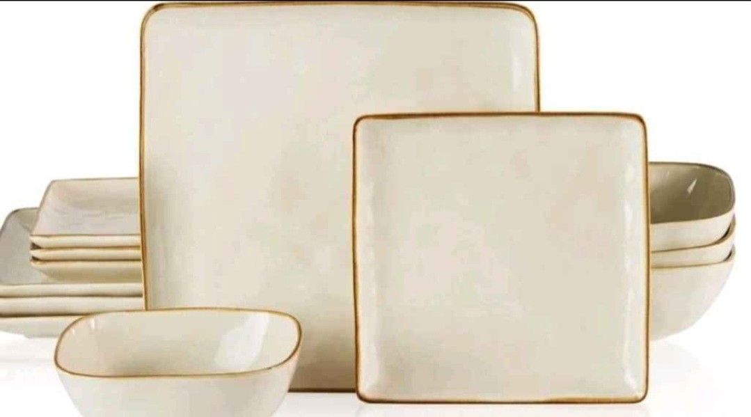 24-Piece Stoneware Plates And Bowls Sets