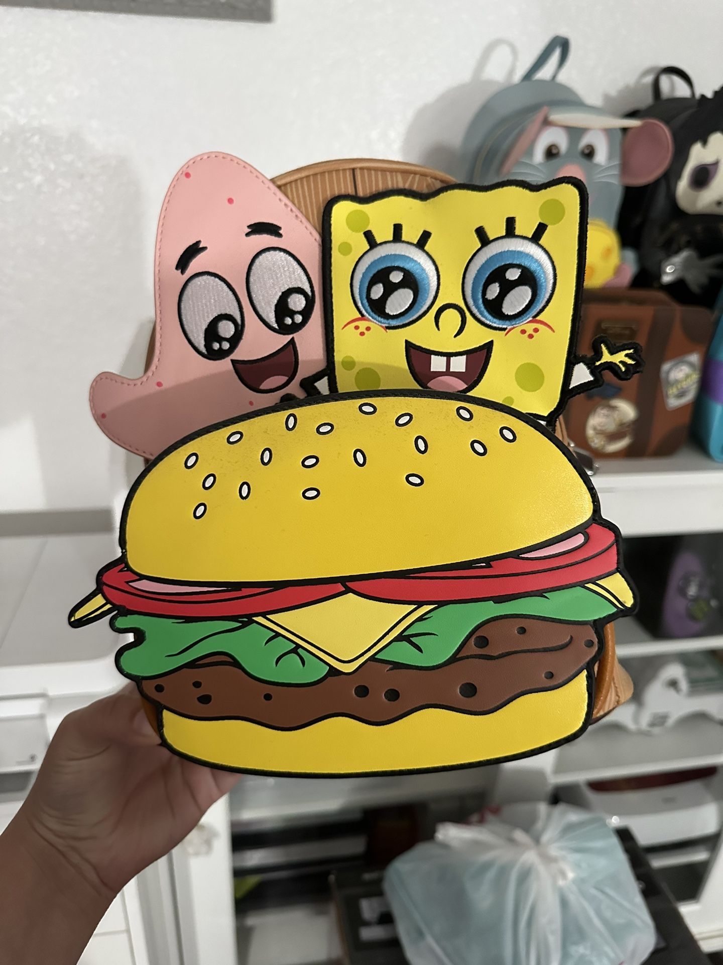 LOUNGEFLY NICKELODEON SPONGEBOB KRABBY PATTY BACKPACK & WALLET
