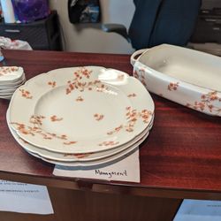 Set Of 10 H & Co L France Haviland Limoges Porcelain Floral Dinner Set