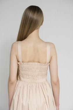 Sleeveless beige nude color dress, summer dress for women, midi holiday  clothing with pockets, cotton blended dress, mid calf casual dress for Sale  in Brooklyn, NY