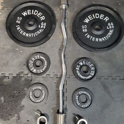 Olympic Curl Weight Set 130lbs all together Read Description below..