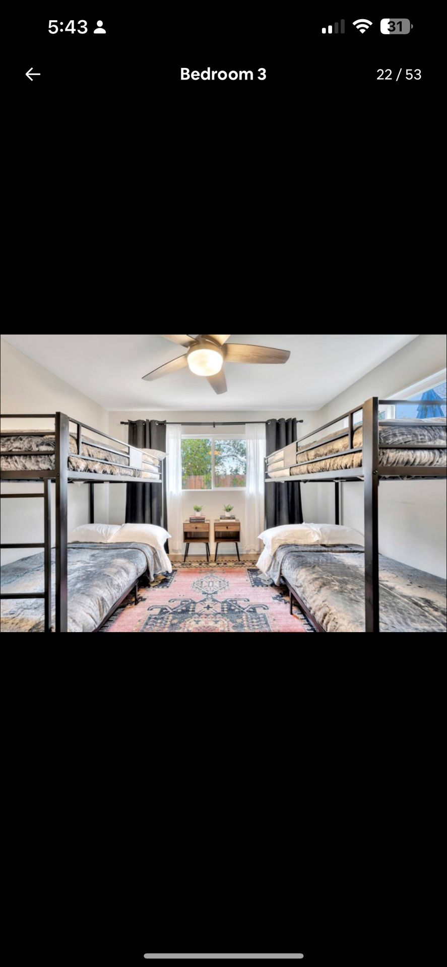 Bunk Beds, Rug And 2 Night Stands