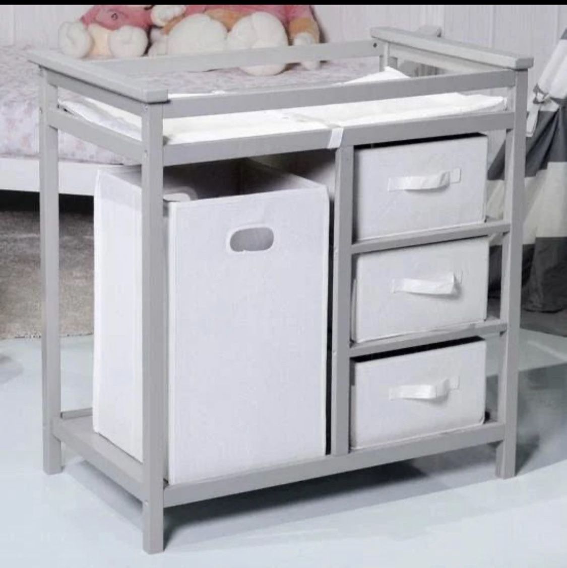 BRAND NEW!! 2 Colors Infant Diaper Storage Changing Table W/ 3 Baskets-Gray