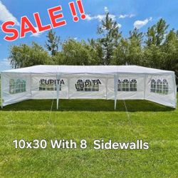 10x30 White Gazebo Wedding Party Tent Canopy With 6 Windows & 2 Sidewalls -8

(FOR SALE)