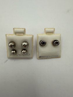 Vintage Sterling Silver Stud Earrings Bundle 3 Pairs