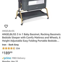 Bedside portable Crib with wheels