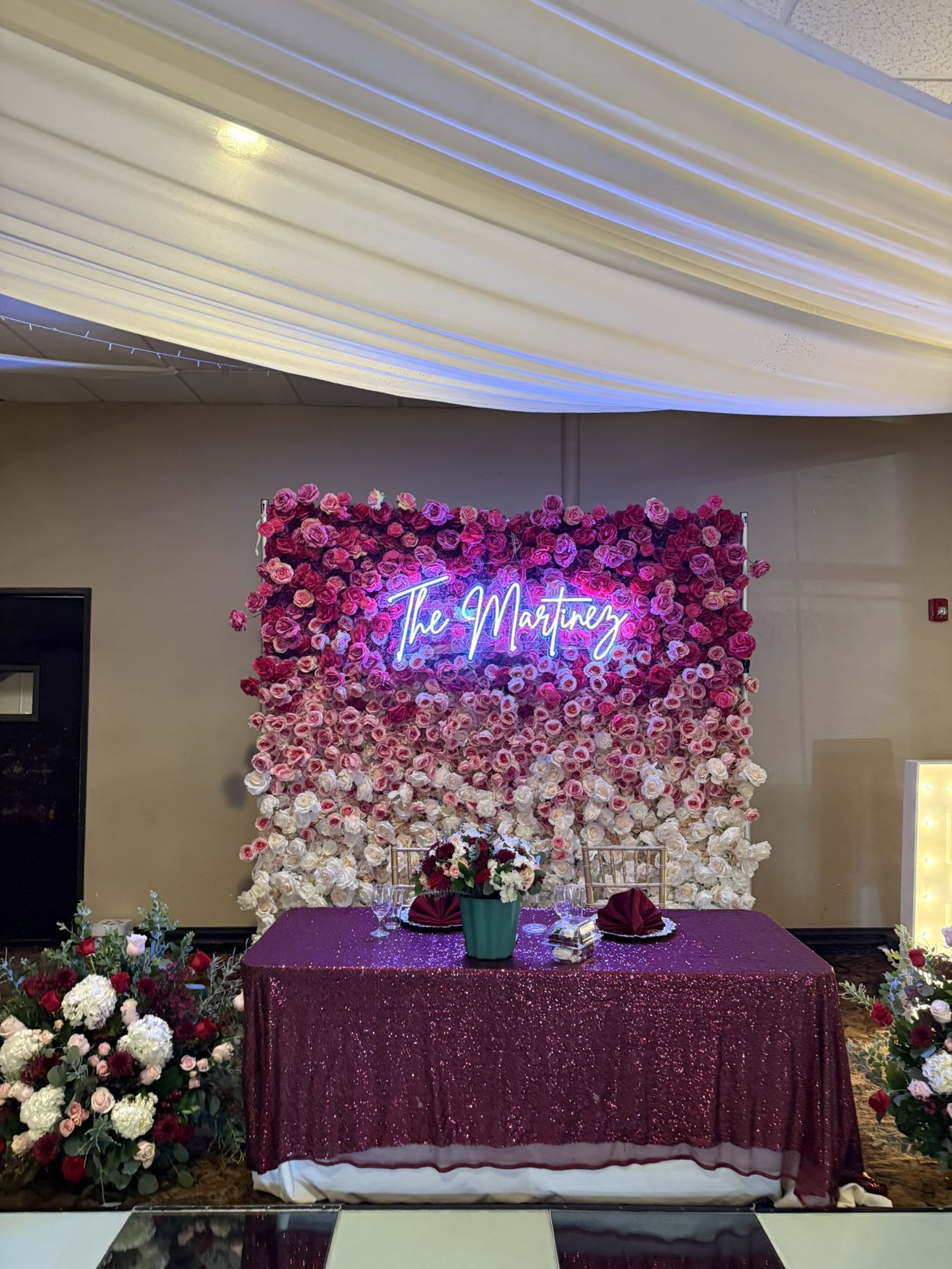 Flower Wall Pink Marquee Letters Amor
