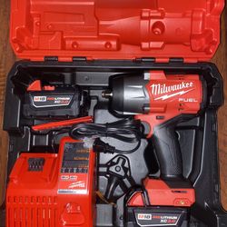 Milwaukee Fuel Brushless 1/2” High Torque Impact Wrench 2 Batteries And Charger 