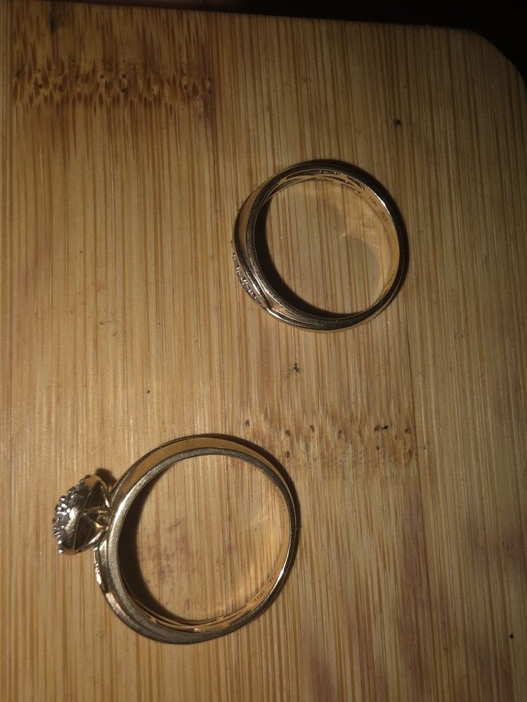 Wedding Band & Engagement Ring (Real Gold)