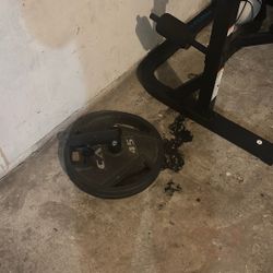 Weight Bench With Barbell And 2x 45lbs Plates 2x10lbs Plates With Landime 
