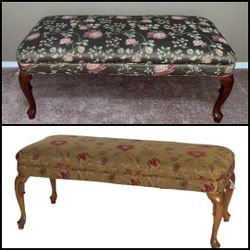Queen Anne Style Upholstered Furniture Long Bench Seat