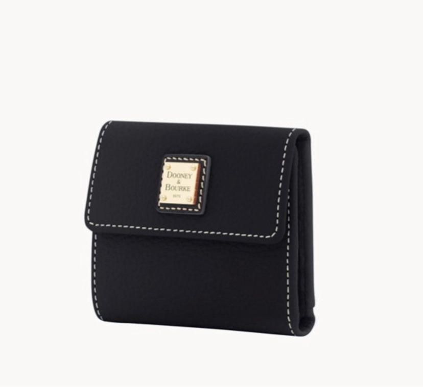 Dooney & Bourke Flap Small Wallet Black Pebble Grain