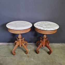 Victorian Style Carved Marble Top Table 