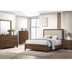 Bedroom set 4pc Queen including  Q Bed Frame Dresser Mirror one Nightstand  Not including mattress and box spring 