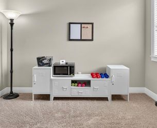 White Latitude Run Locker Side Tables (Set of 2) + TV Stand up to 42" - MUST SELL TODAY $99