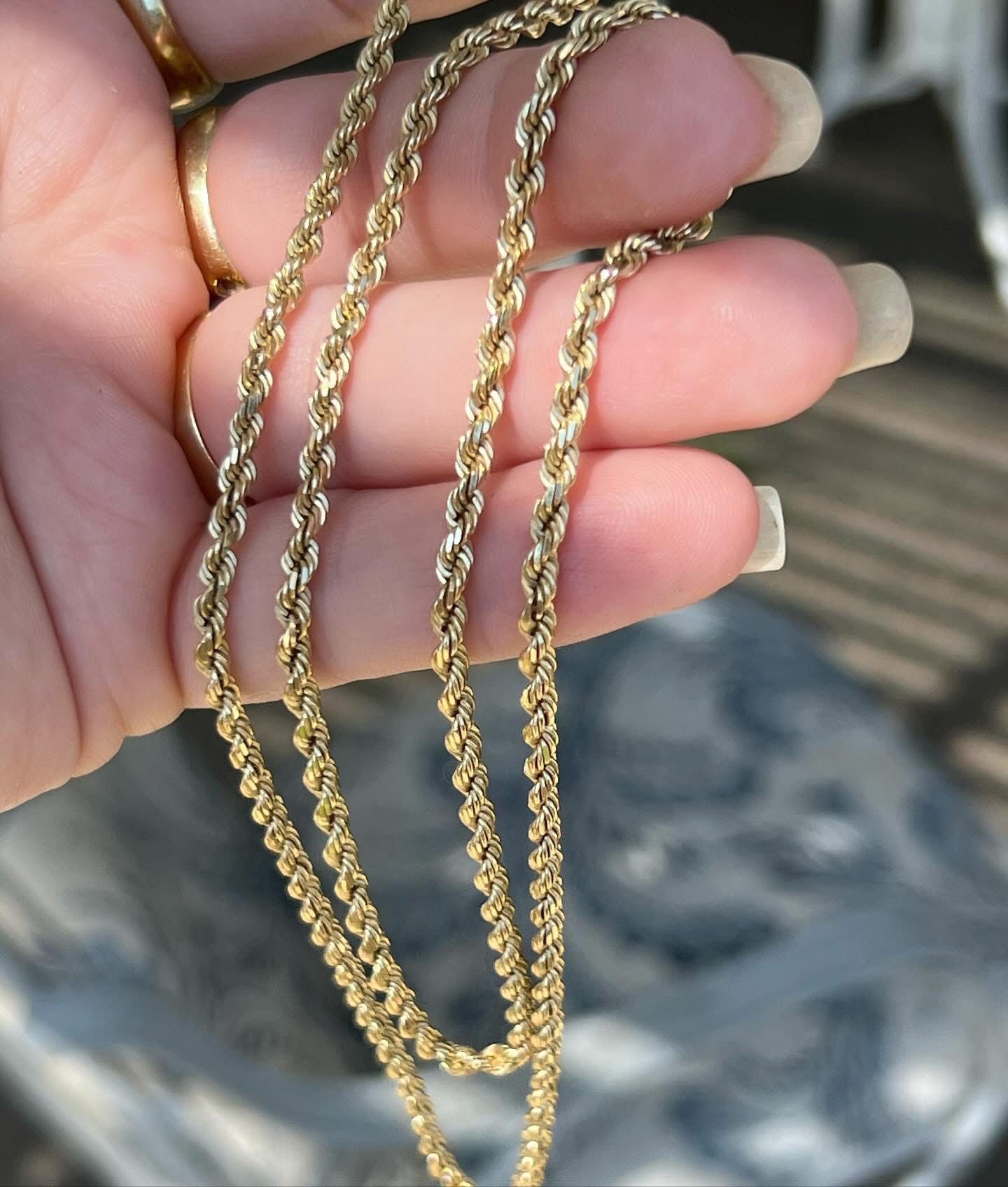 Brand New Solid 10k Gold Rope Chain 24” Long Necklace