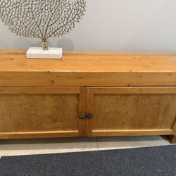 Custom Handmade Rustic Solid Pine Console Cabinet/ Low Media Credenza/ TV Stand - Extra Long 96" Storage