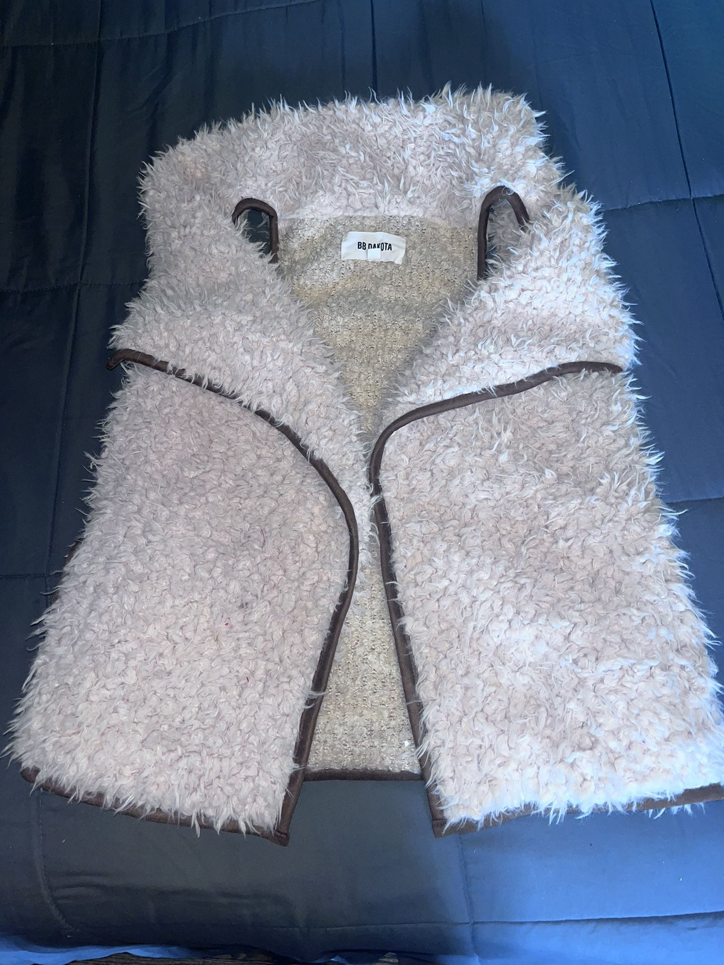 Cream + Brown Faux Fur Vest